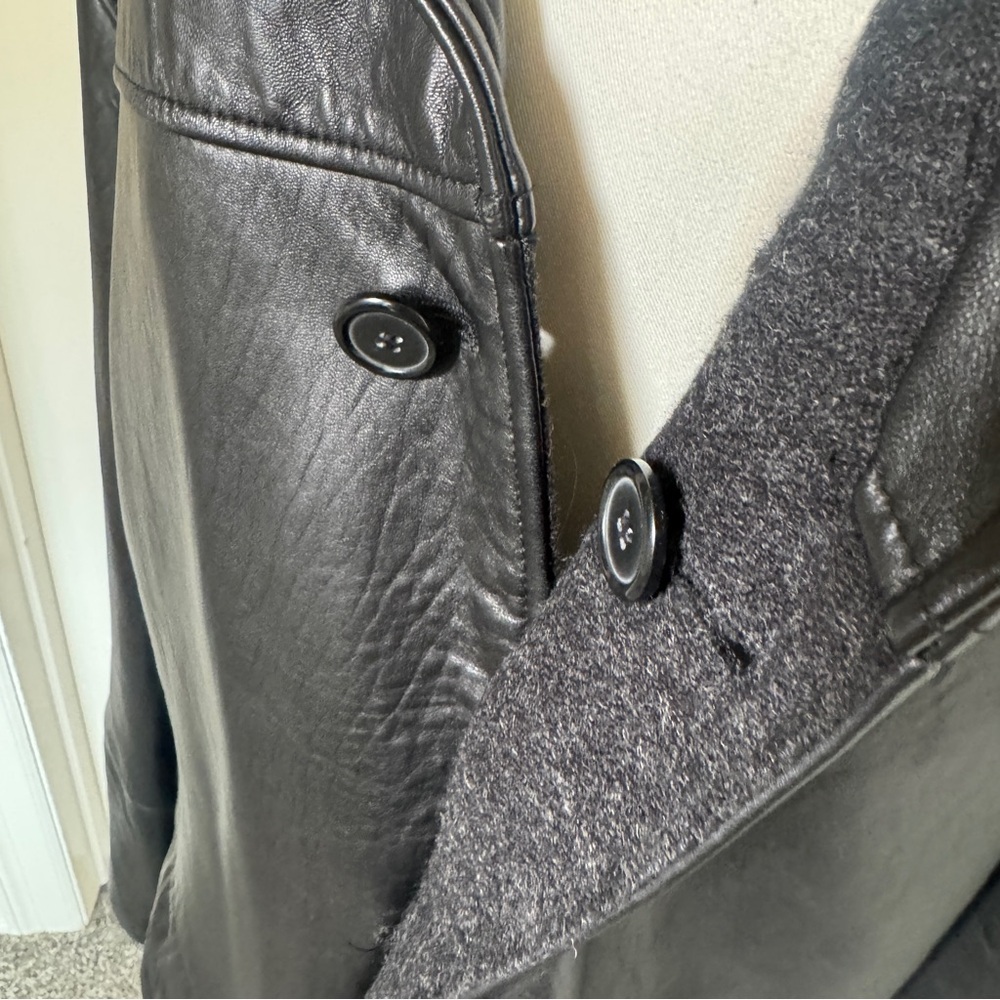 Reed Leather Car Coat Mens 3XT Black Button Front Lined Jacket Big Tall - Picture 4 of 13